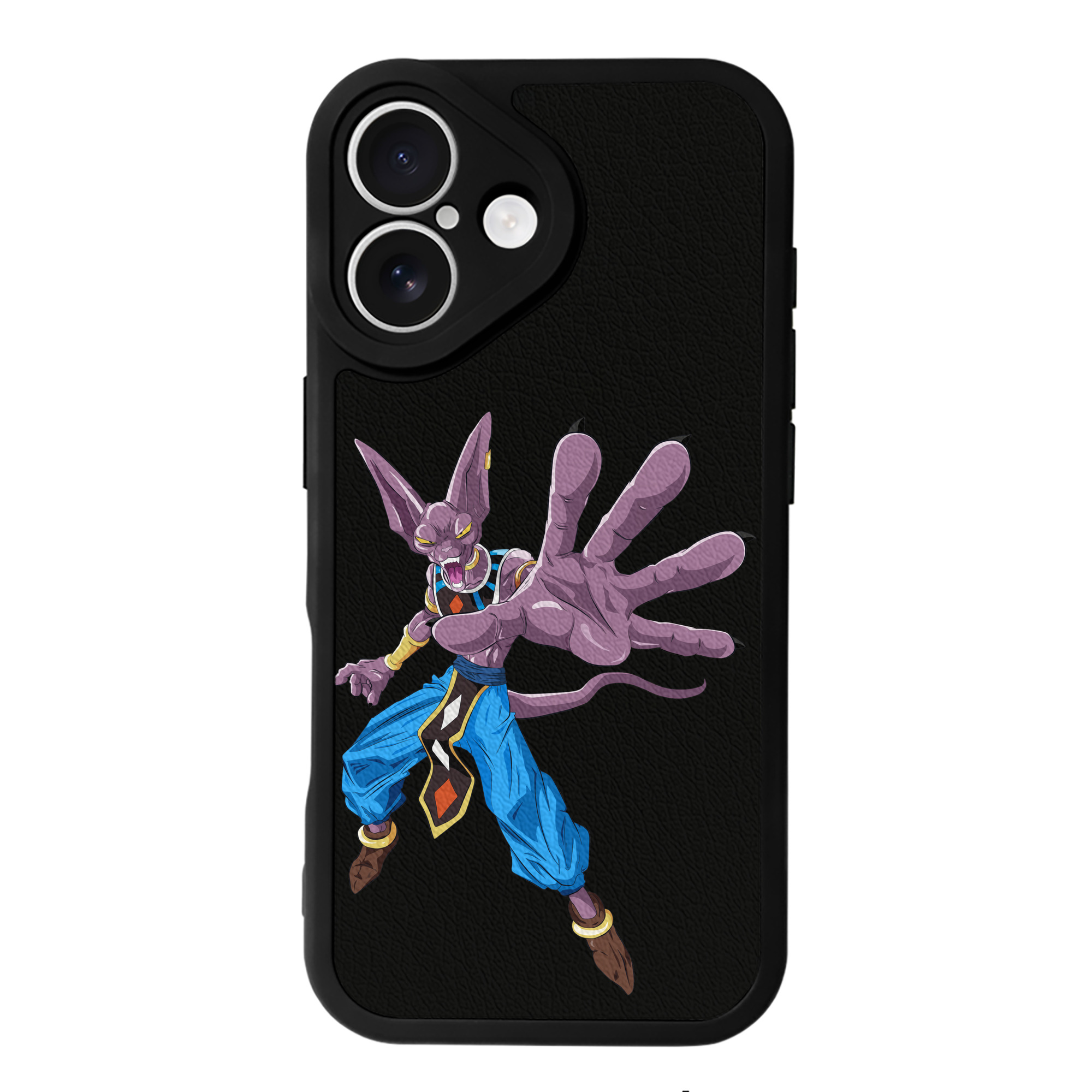 （画像用） ドラゴンボール ビルス 破壊神ビルス DRAGON BALL Beerus Birusu 【iPhone 16シリーズ対応】シリコンスマホケース（レザー調） 材質：シリコン